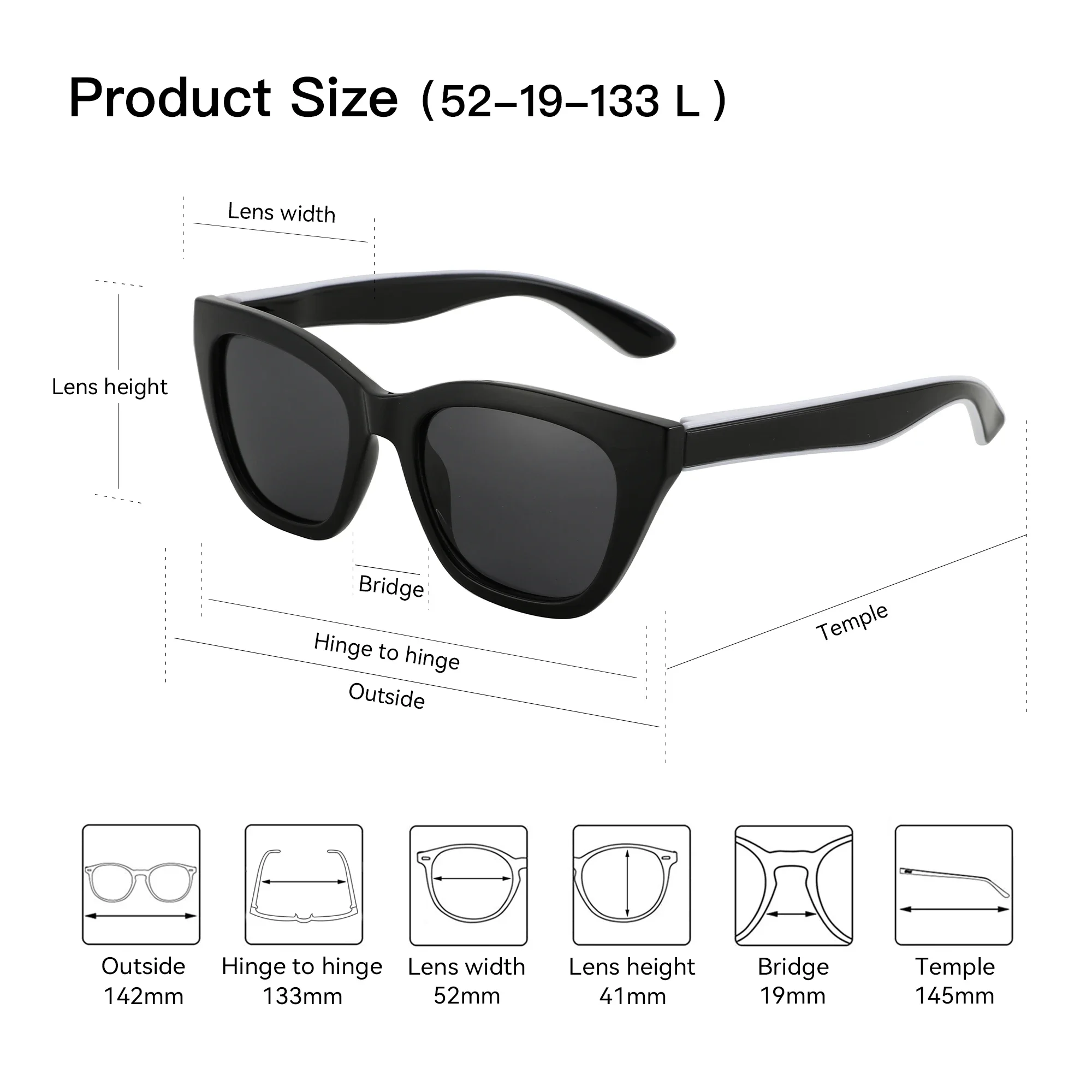 ZENOTTIC Quadratische polarisierte Sonnenbrille 2025, modische Damen-Sonnenbrille mit dickem Rahmen, UV400-Schutz, für Damen, Einkaufen, GIF – Detail 4