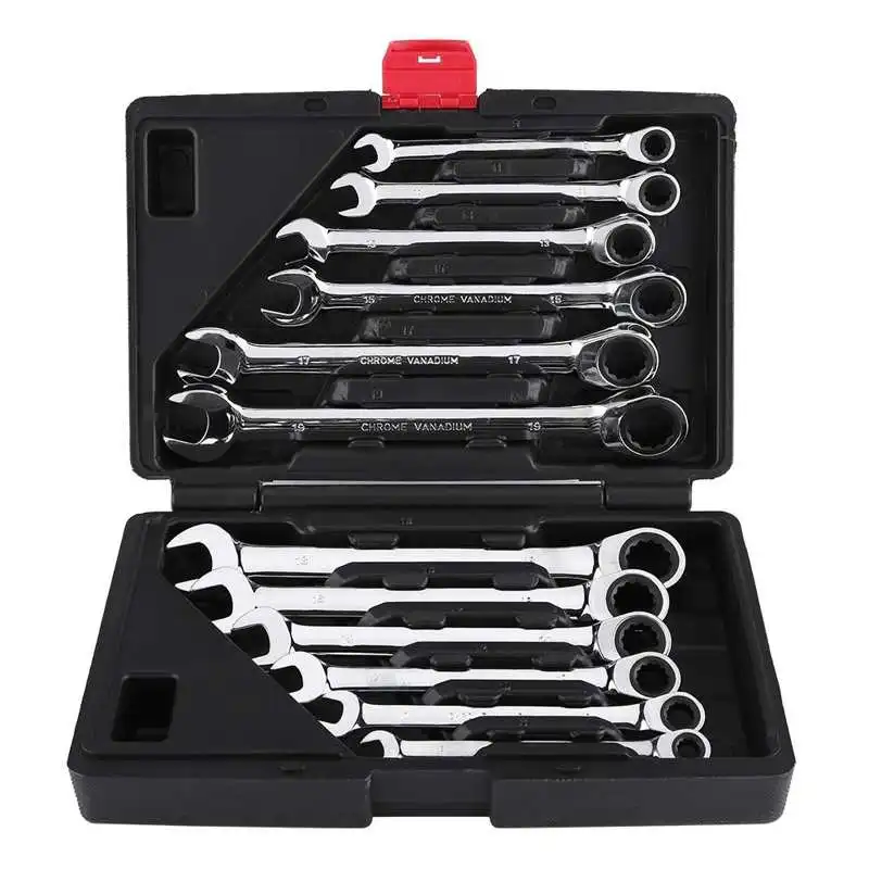 

12PCS Ratchet Wrench Tool Set Torque Socket Spanner Wrench Metric 8 -19mm Ratcheting Wrench Spanners Set Kit Car Repair Tools