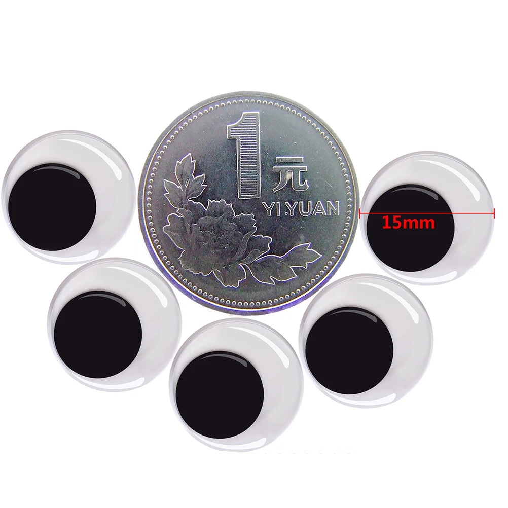 ตาขยับได้ 100 ชิ้น ขนาด 15 มม. สีดำขาว แบบติดเอง สำหรับงาน DIY งานประดิษฐ์ สมุดภาพ อุปกรณ์เล่นตลก ตาขยับได้