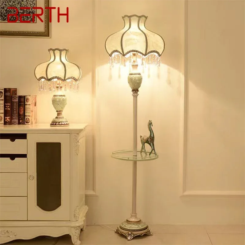 BERTH European Floor lamp Luxurious Living Room Bedroom Study Villa Hotels LED Warm Creativity Floor lamp Next To Sofa