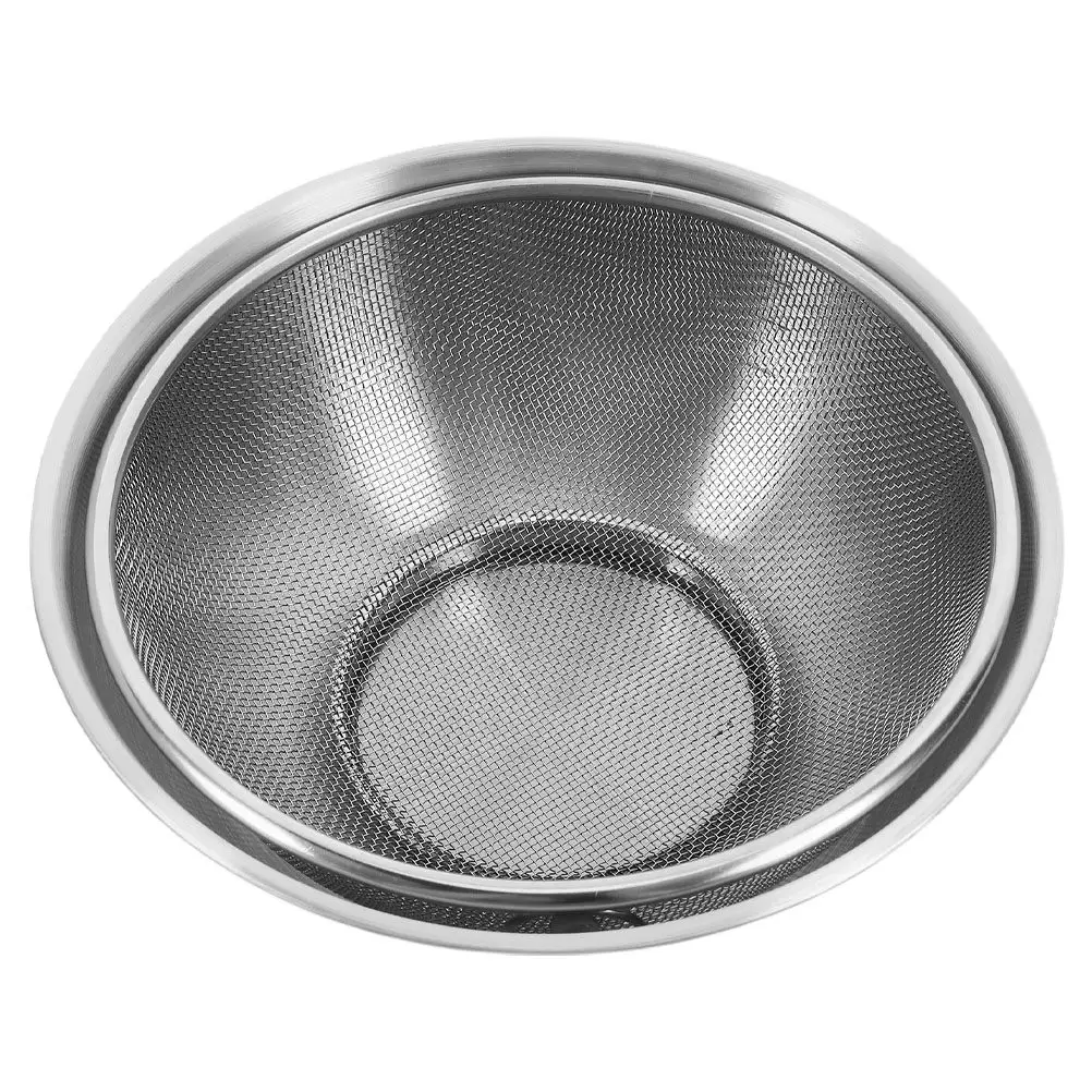 2Pcs 24Cm Stainless Steel Flat Wash Basin with Perforated Design for Vegetable Fruit Rice Rinsing Draining Efficient Drainage