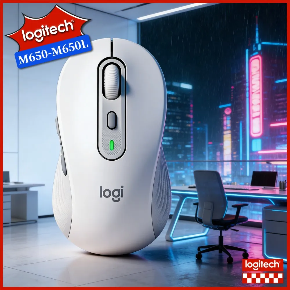 Logitech M650/M650L Ergonomic Mouse - Bluetooth + Bolt Connect, 4000 DPI Sensor, 5 Custom Buttons, 24-Month Battery