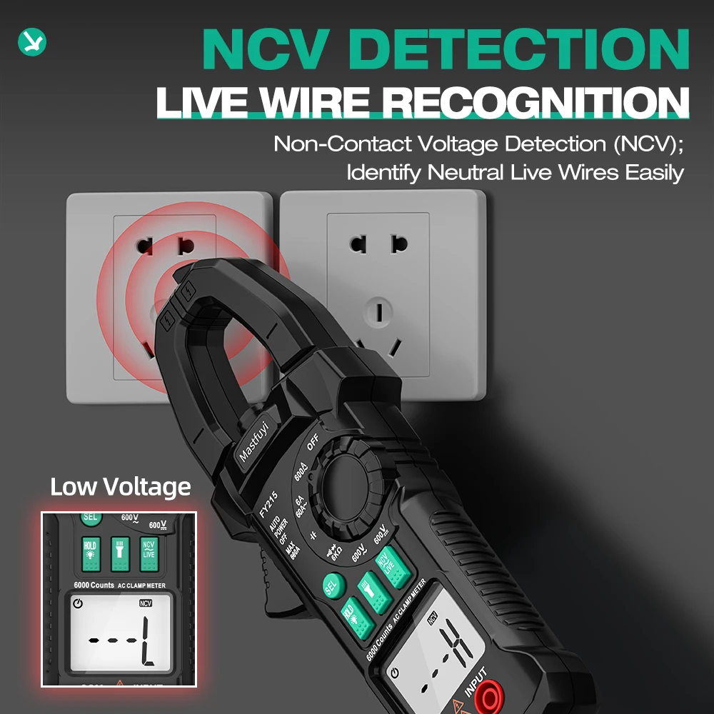 MASTFUYI penjepit Meter Digital, Multimeter rentang otomatis RMS presisi tinggi AC/DC arus voltase Inrush tes suhu arus