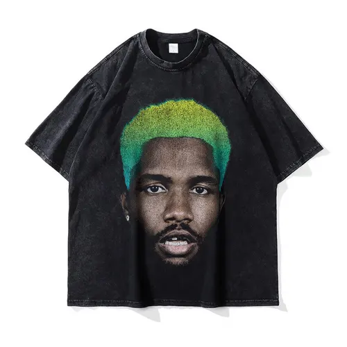 Imagen 2 del producto Camisetas de cara grande para hombre, camiseta de rapero de Hip Hop lavada Vintage, camiseta de gran tamaño con estampado DTG Y2K Harajuku, camisetas de manga corta 100% de algodón