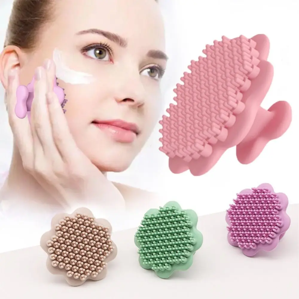 Manual Facial Cleansing Brush Exfoliating Handheld Silicone Massage Brush Cute Soft Face Scrubber Makeup Removal Skin Care Tool