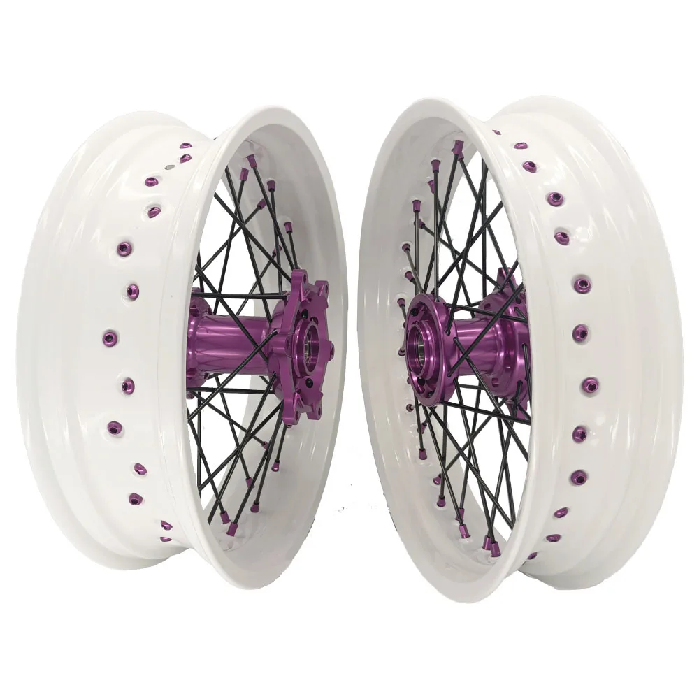 

Aluminum alloy 17 inch white rim orange wheel hub motorcycle 250CC 300CC 450CC super motorcycle wheel set SXF 250 450