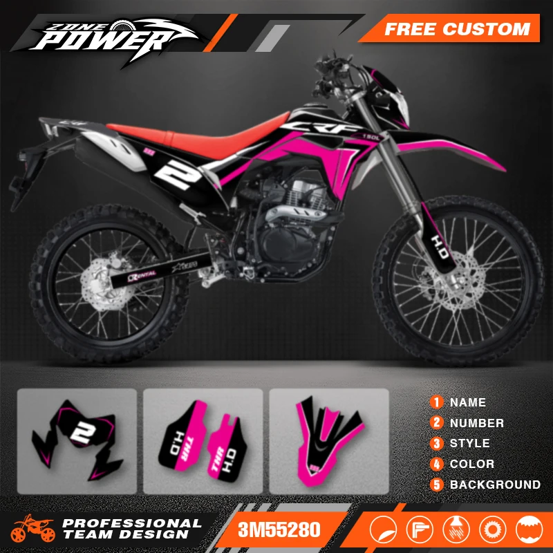 Powerzone Motorcycle Graphic Decal Stickers Kits For Honda CRF150L 2018 2019 2020 2021 Number Name Customize 07