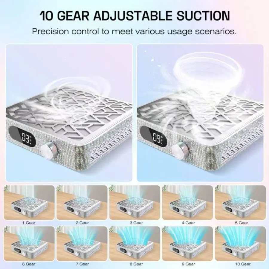 Cichy odkurzacz do pyłu paznokci 4500RPM: do paznokci akrylowych, żelowych, dipowych i pudrowych, profesjonalny odkurzacz do paznokci, niezbędny dla manicurek