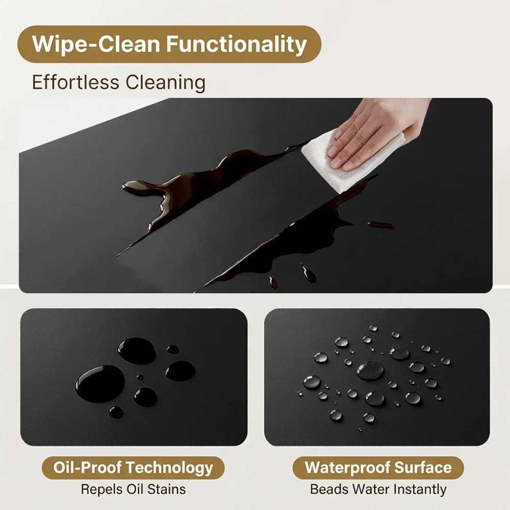 Black Table Cover Protector Waterproof Oil-Proof PVC Table Cloth Stain-Resistant Wipeable for Dining Coffee Tabletop