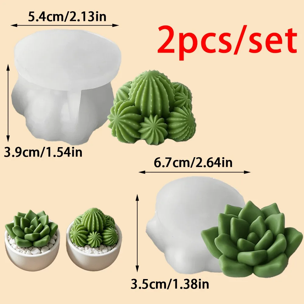 2-teiliges Set Sukkulenten-Blumen-Silikonform für Kerzen, Pflanzenform, Werkzeug für Seifen- und Harzherstellung, DIY-Dekoration, Geschenk für Hochzeit, Geburtstag, Party – Detail 2