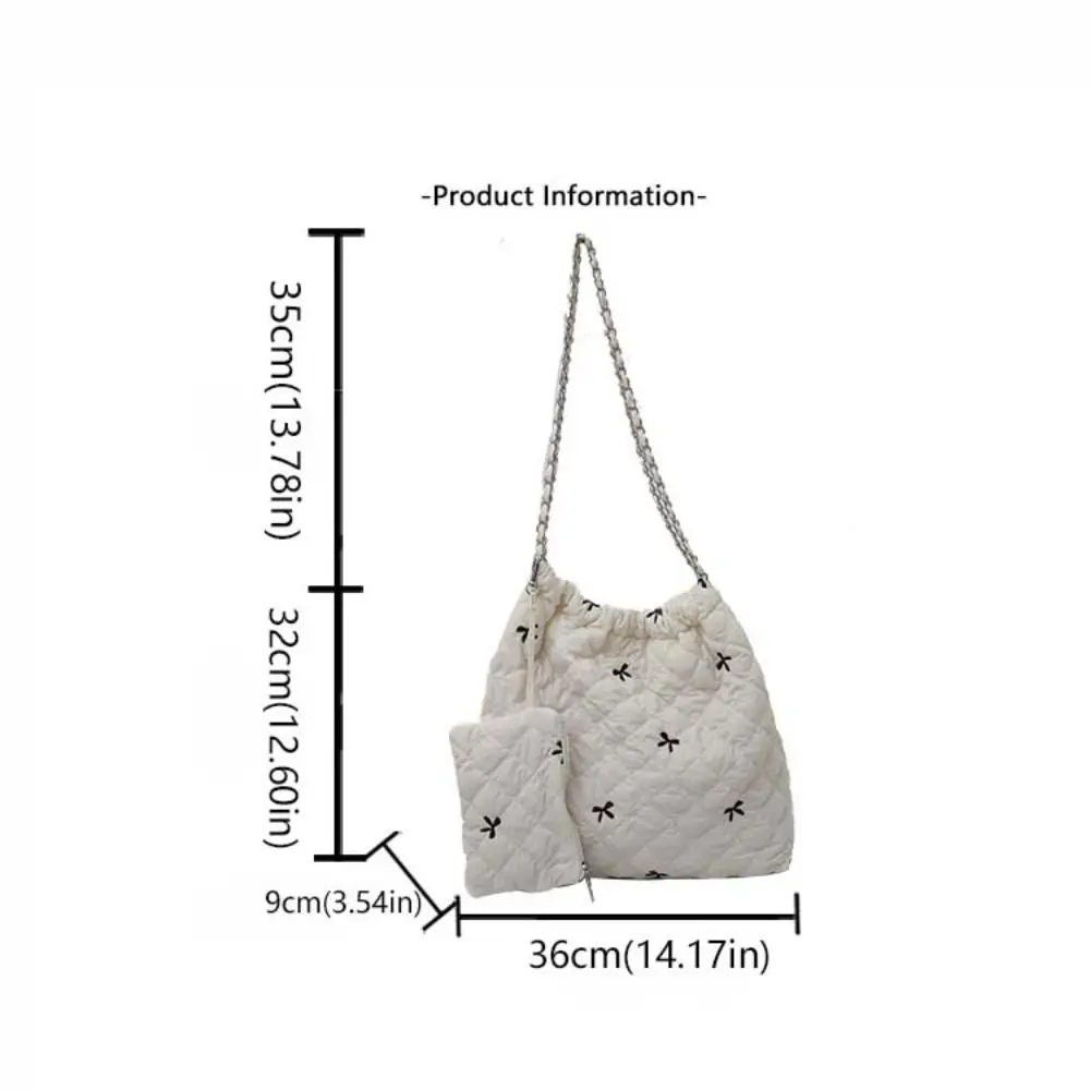 Saco de axilas de algodão espacial com impressão em arco Bolsa Malha Rhombic Saco de nuvem de bolha xadrez, grande capacidade, cor sólida, estilo coreano