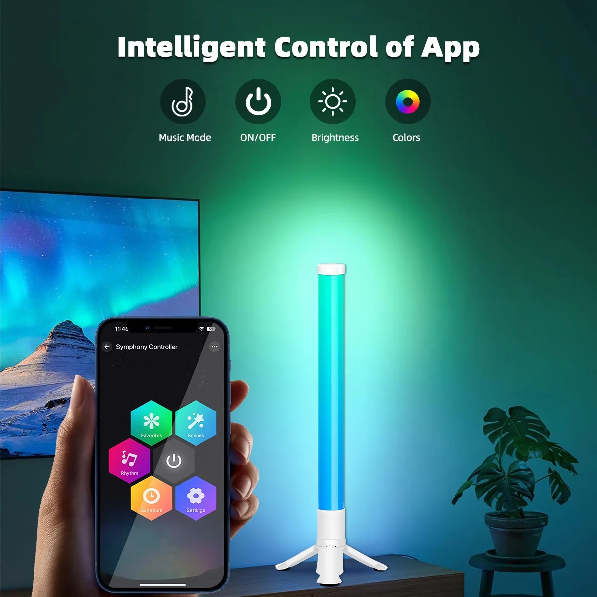 ไฟตั้งโต๊ะไร้สายสีสันสดใส LED ข้างแสง USB ขับเคลื่อนแสงโดยรอบ RGB สมาร์ทเสียงรถกระบะบรรยากาศโคมไฟ