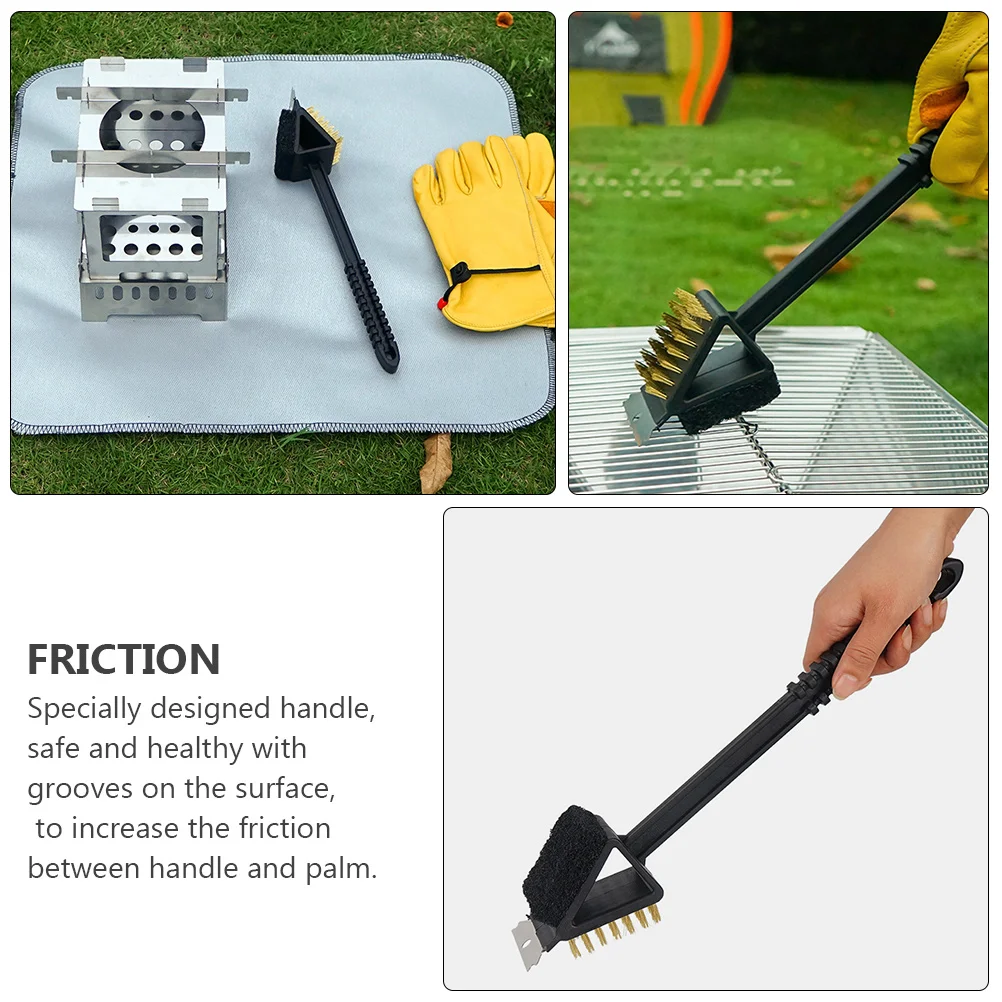

2Pcs BBQ Grill Cleaning Brush Set Outdoor Barbecue Accessories Scrubber 3in1 Design Safe H NonSlip Grooves Clean Food Residue