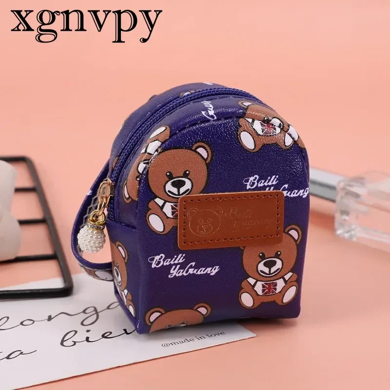 xgnvpy Cartoon cute bear coin purse versatile light earphone bag data cable mini storage fashion key small bag wholesale