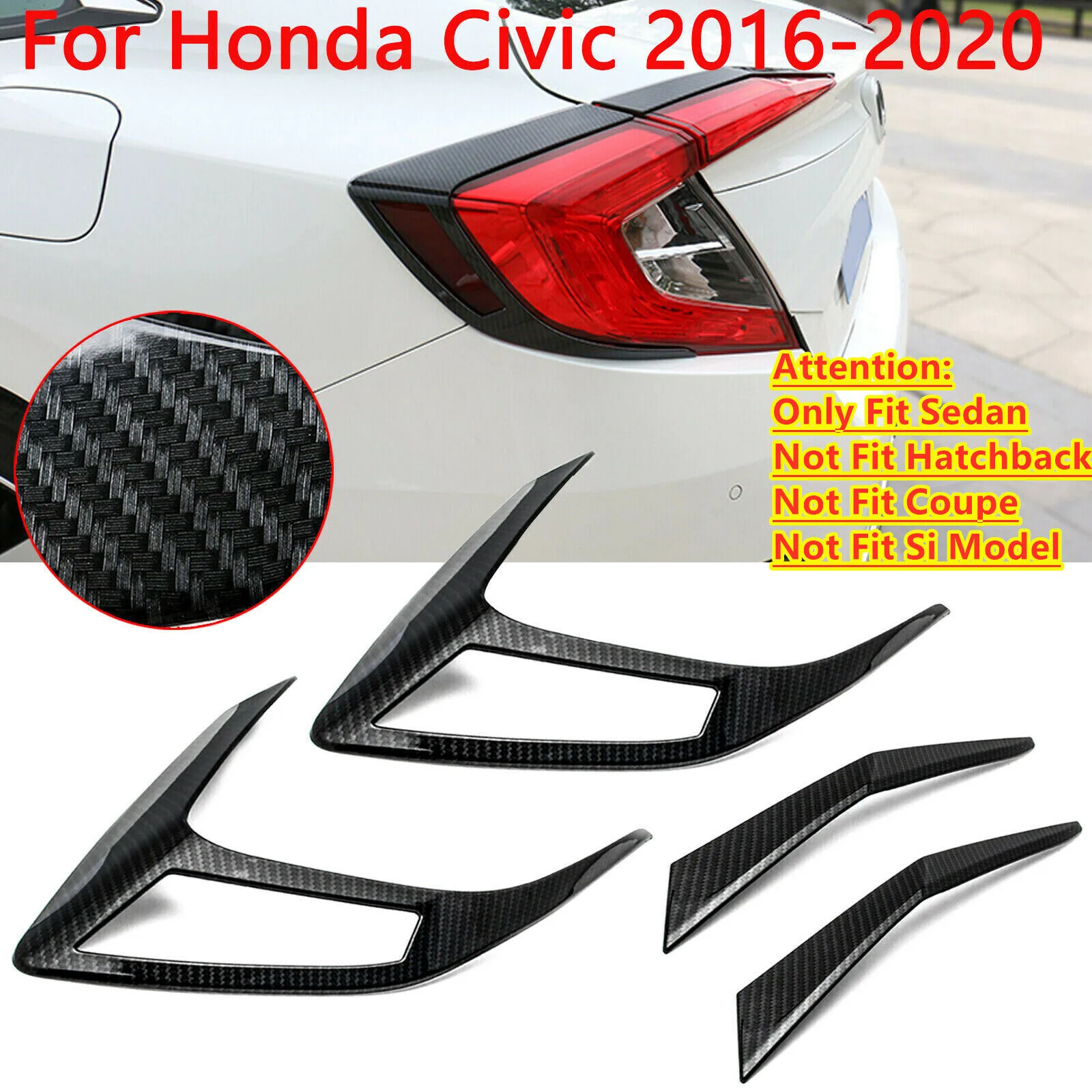 

Накладки на задний фонарь из углеродного волокна для Honda Civic Sedan 2016-2020