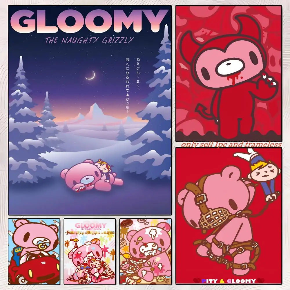Gloomy Bear Cartoon Character Poster Gift with prints Home bedroom living room decoration promotion and display