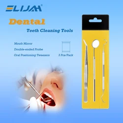 ELIJAH Stainless Steel Dentist Clean Tools Dental Mirror Double Probe Sickle /Hoe Tooth Cleaner Dental Tool Products Oral Care