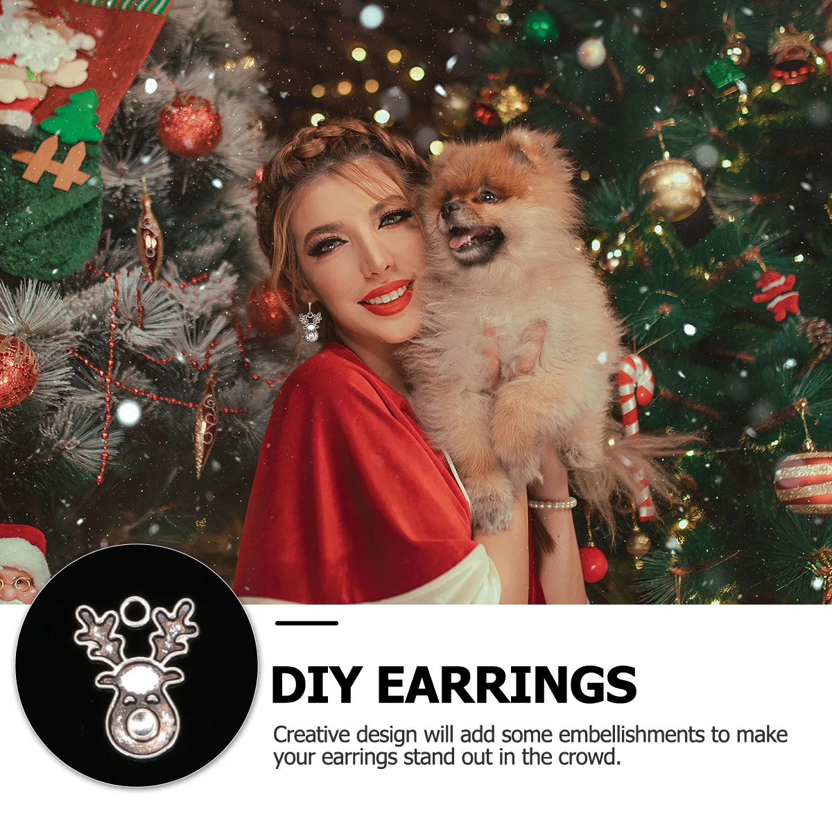 

63Pcs Christmas Alloy Pendant Santa DIY Charm Jewelry Making Accessories Key Chain Necklace Festival Decorations