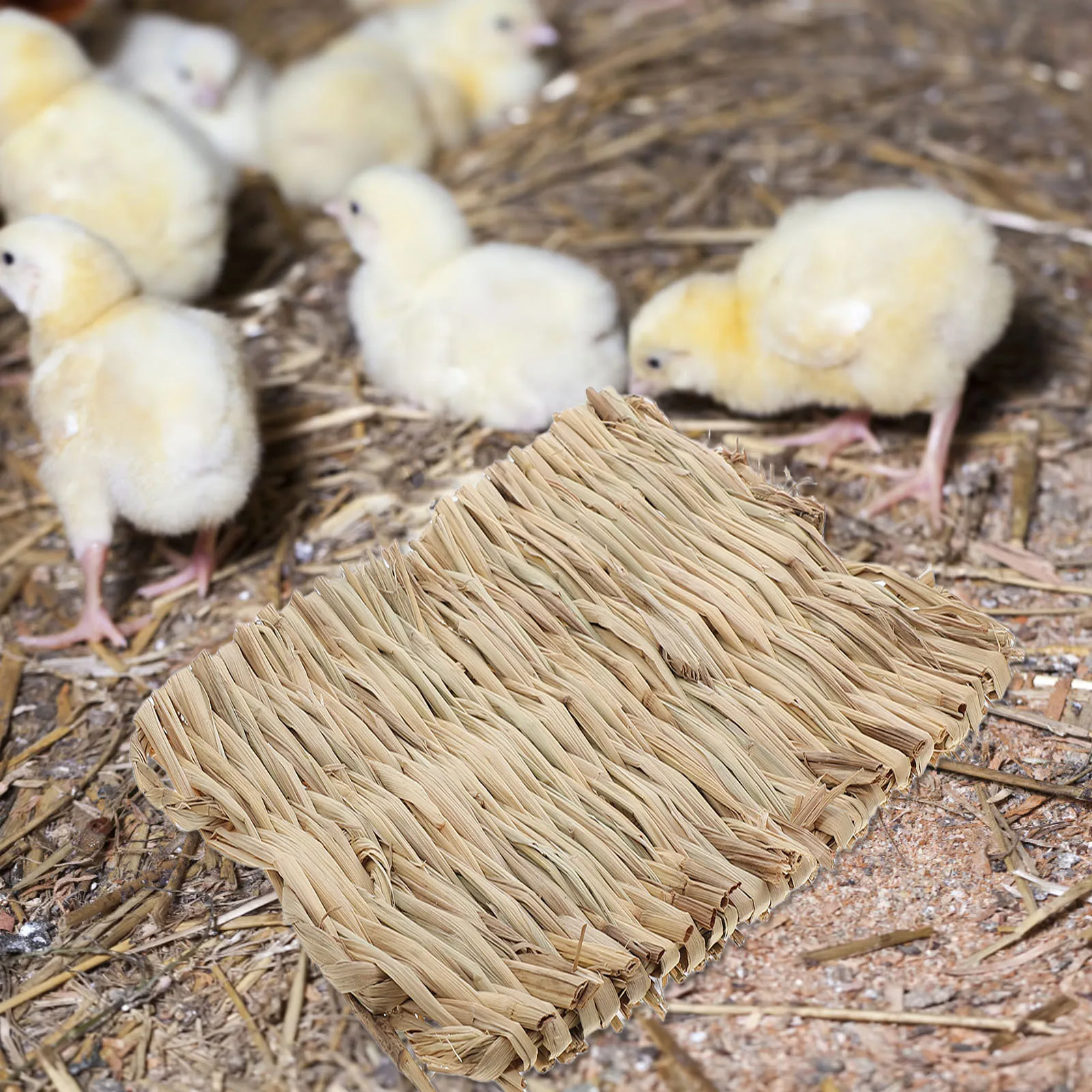 

4Pcs Grass Mat for Rabbit Cage Natural Woven Pet Seagrass Mat Comfortable Resting Scratching Foraging Bunny Mats Washable Bird