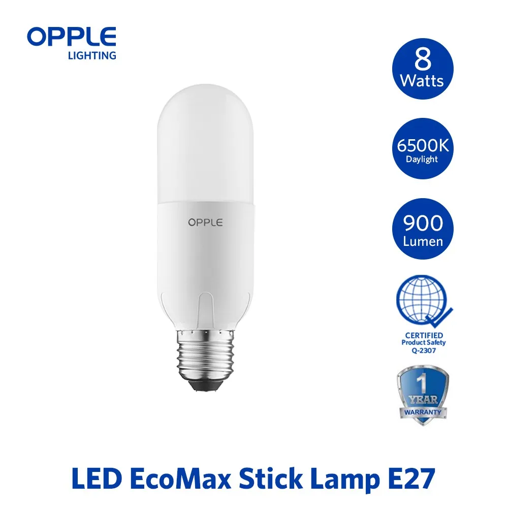 OPPLE LED Bulb E27 EcoMax Stick Lamp 8W 13W 15W Warm White Cool White 3000K 4000K 6500K  Energy Saving