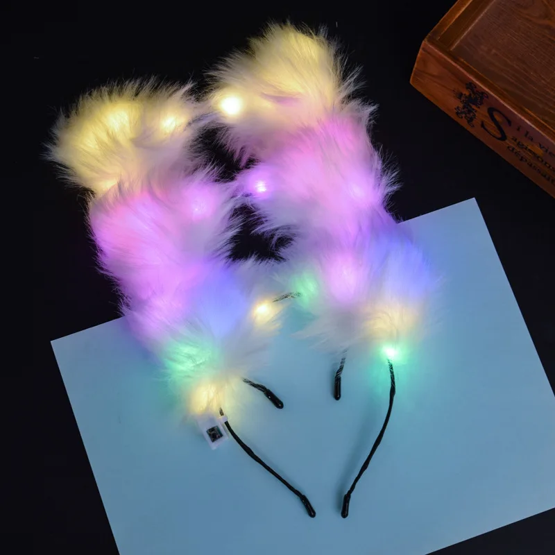 Fox Ears LED Glow Headband Light Up Hairband Luminous Headbands Party Women Girls Glow In The Dark Party Led Hair Accessories