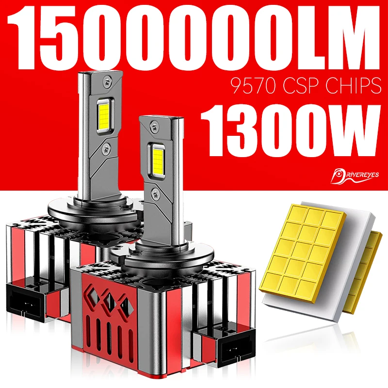 

D SERIES D3S LED Car Headlights Bulbs HID D1S D3S D1R D3R 1:1 Size Xenon Lamp 1500000LM 1300W CSP Chips Plug&Play Automobile 12V