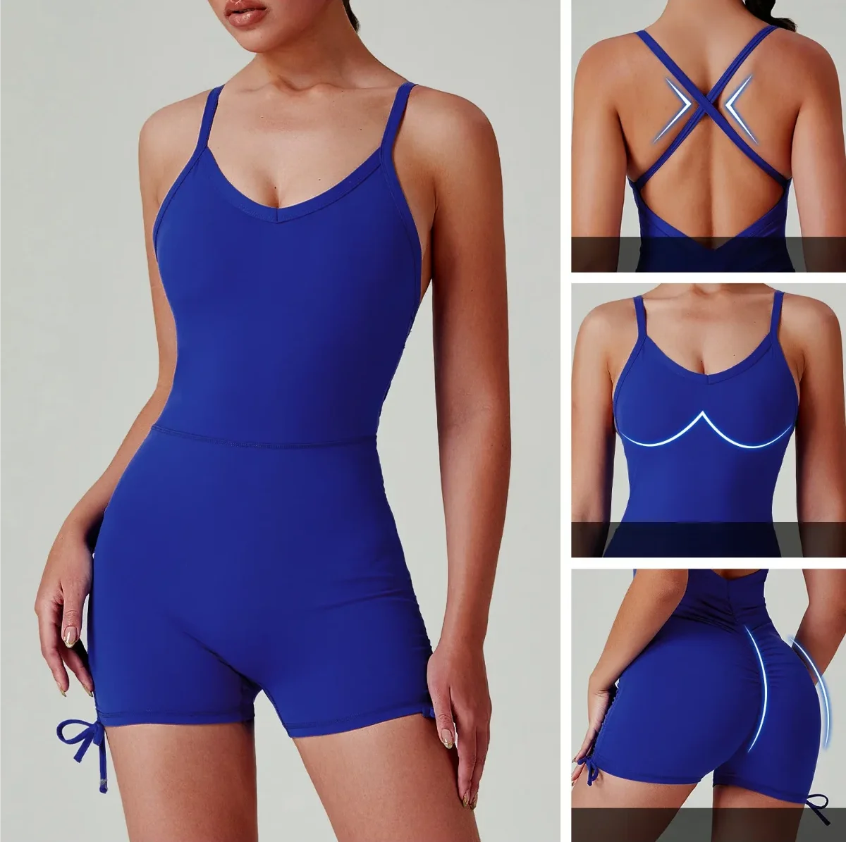 Stylish back fitness wear-quick-drying yoga jumpsuit, sportswear set, high-end yoga outfit for summer, suitable for gym workouts