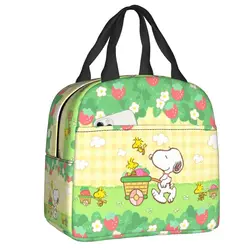 Custom Snoopy In The Strawberry Orchard Insulated Lunch Tote Bag for Women Peanuts Resuable Cooler Thermal Bento Box School