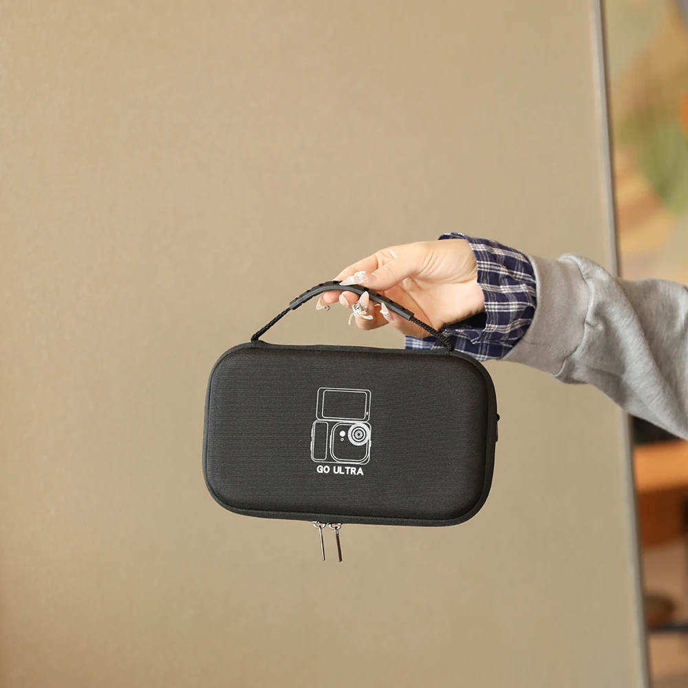 

for Insta360 GO Ultra Camera Accessories Storage Bag with Shoulder Strap Sports Camera Storage Box Black Nylon Gray PU