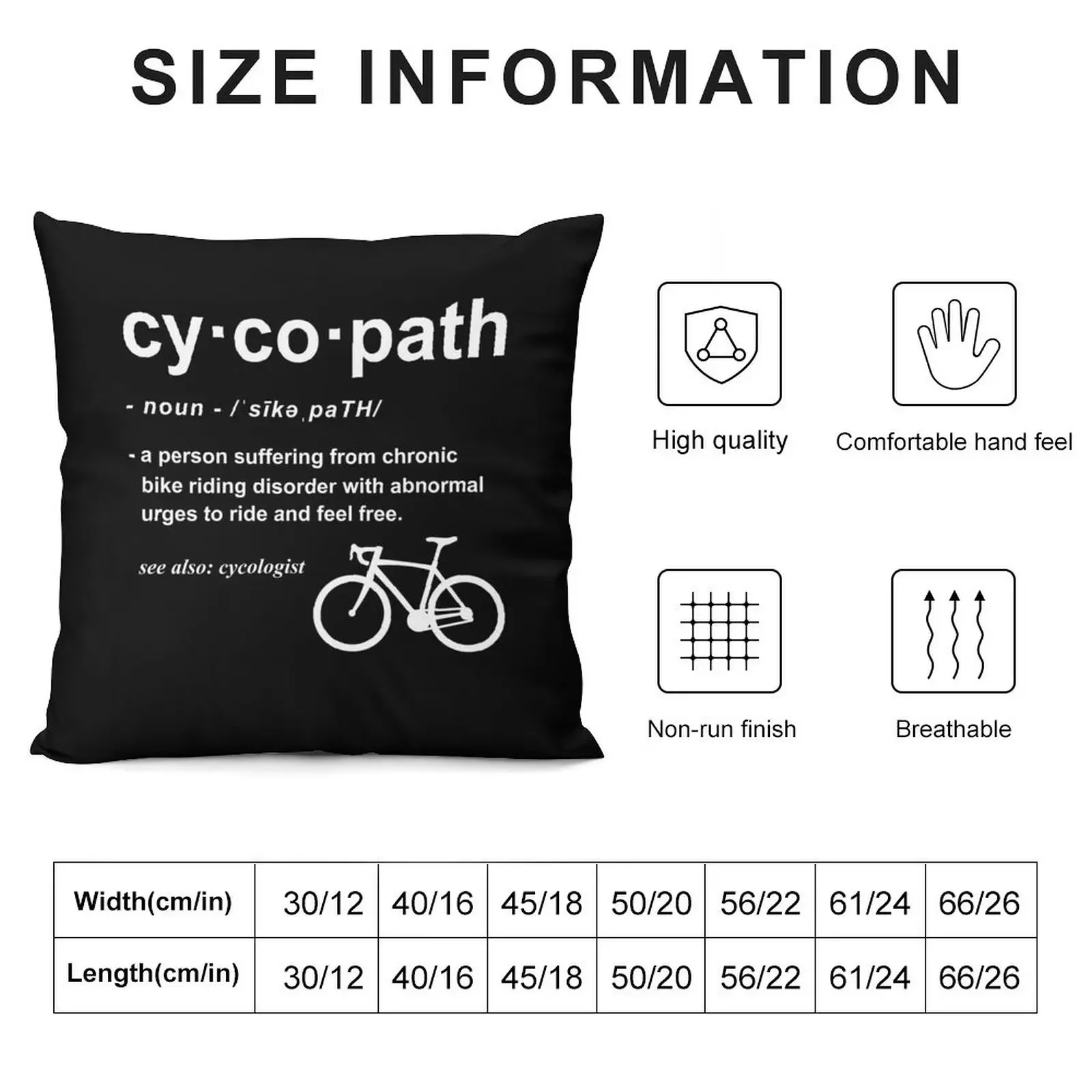 Cycopath Definition Funny Biker Gift Gift for Cyclist Bicycle Lover Cycling Addict Throw Pillow