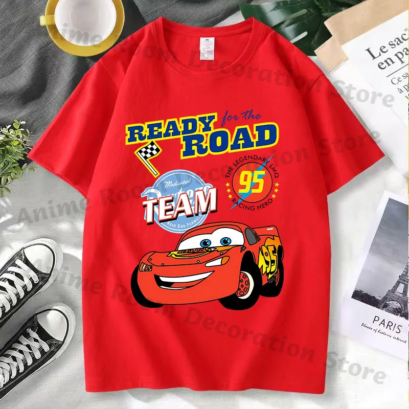 Lightning Mcqueen Red Hip Hop T-shirt for Men Women Anime Cartoon Fashion Short-sleeved Top Couple Summer Sports T-shirts Gifts - view 4