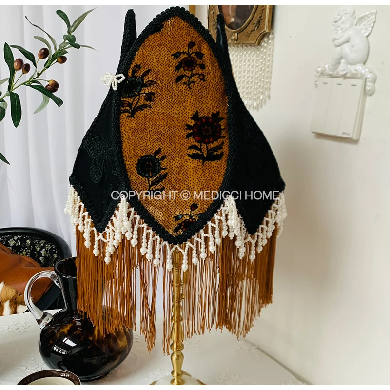 Medicci Home In The Mood For Love Vintage Lampshade With Tassels Luxury Silk Lace Handmade Lamp Shades For Living Room Bedside