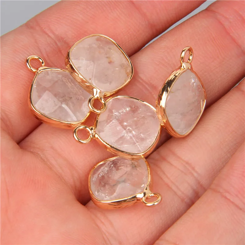 2pcs Natural Stone Pendant Faceted Labradorite Agates Charm Connector for Jewelry Making Necklace Accessorie Gift for Women