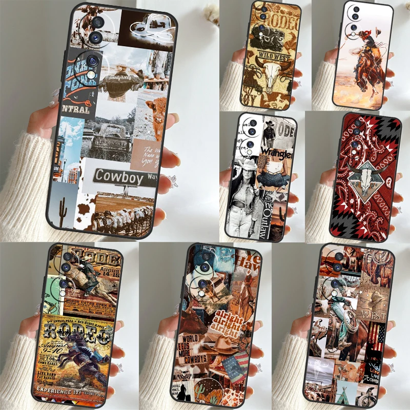 Cowboy Cowgirl Howdy Western Boho Case For Huawei Honor X7 X8 X9 X9a 50 70 P20 P30 P40 Lite P50 Mate 50 Pro Nova 5T P Smart