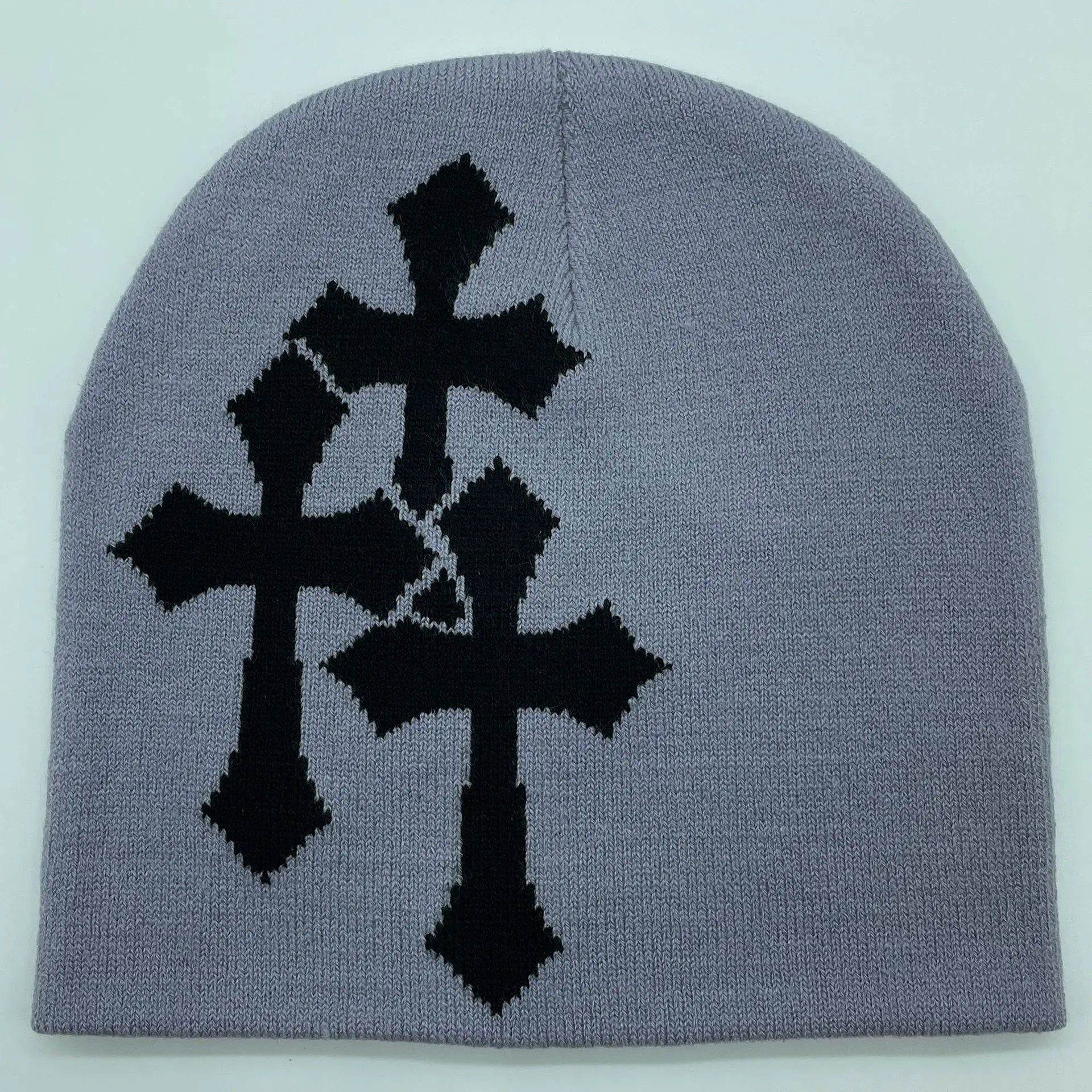 Cross Pattern Hat Fashion Knit Hat Gothic Three Cross Beanie Hat Outdoor Sport Hat Winter Warm Hat Pullover Cap