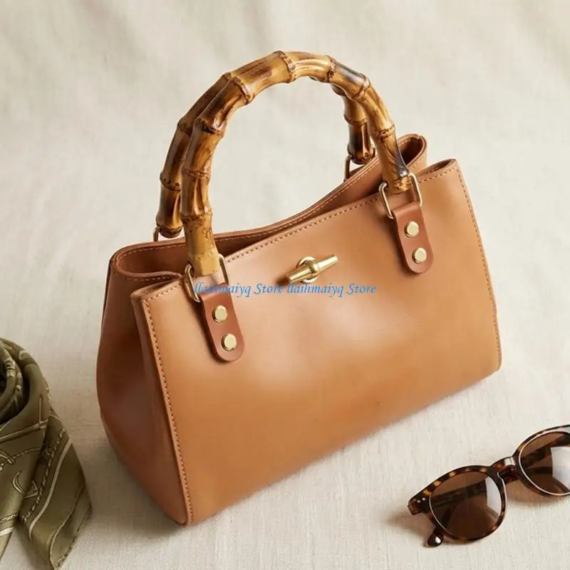 573B 2Pcs Bamboos Curved Bag Handle Strap Replacement Easy Install For Enhancing Comfort And Styles For Fashionable Women