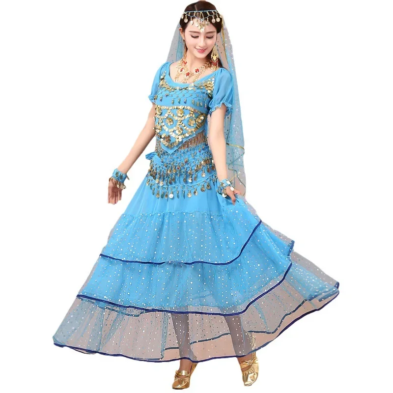 Tenue de spectacle de danse indienne exotique, tenue d'entraînement de danse du ventre sensuelle pour femmes, costume de présentation sur scène de Jazz