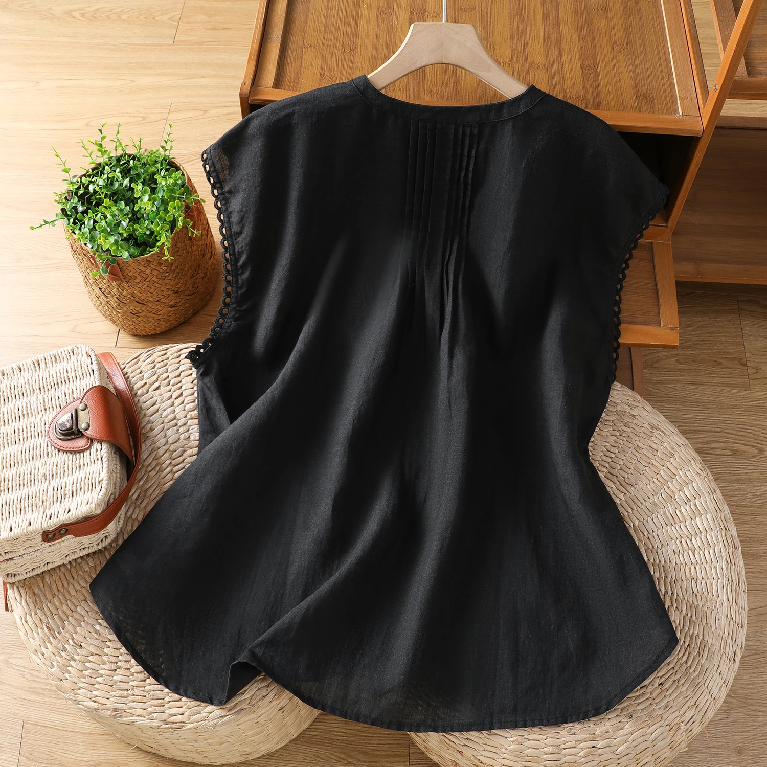 

Уникальная свободная женская футболка из хлопка и льна с v-образным вырезом, красивый однотонный летний топ, верхняя одежда, жилет на бретелях