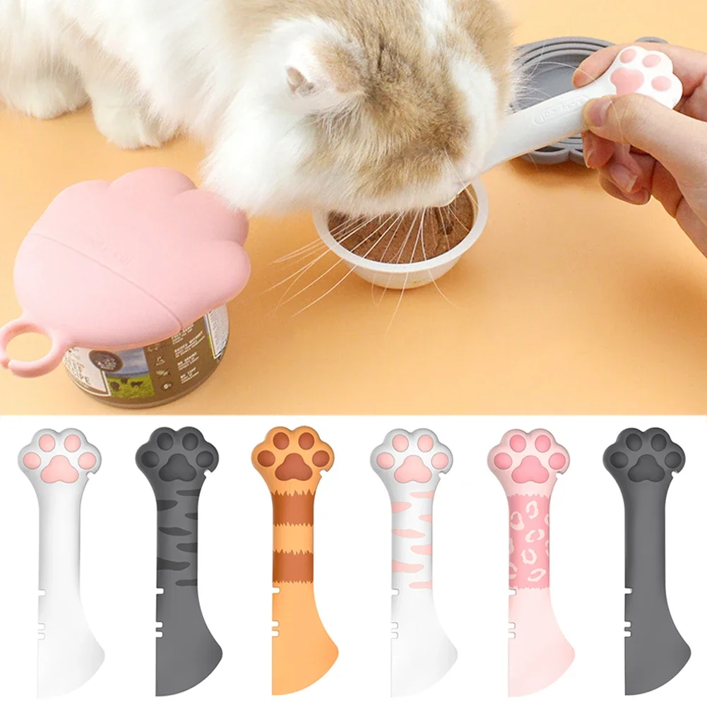 Multifuntion Cat Canned Food Opener Spoon Pet Canned Dog Food Scoop Puppy Kitten Feeding Wet Food Mixer Feeder Tools