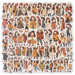 10/50/100Pcs Autumn Cartoon Girl Aesthetic Varied Stickers Pack for Kids Travel Luggage Laptop Helmet Decoration Graffiti Decals