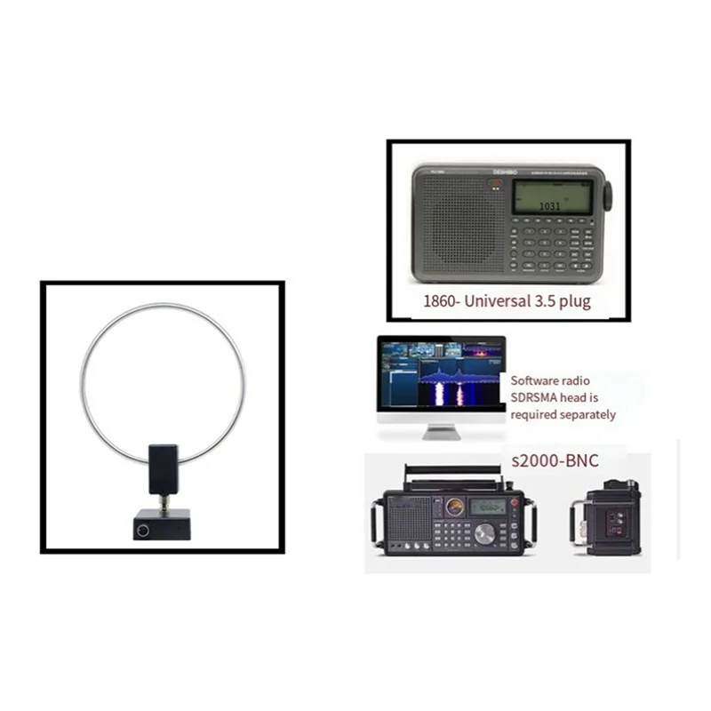SR-GA-450 Antena Loop SDR Antena Radio Gelombang Menengah Pendek SW 2.30-30Mhz MW 522-1710Khz GA450 Tahan Lama Mudah Dipasang