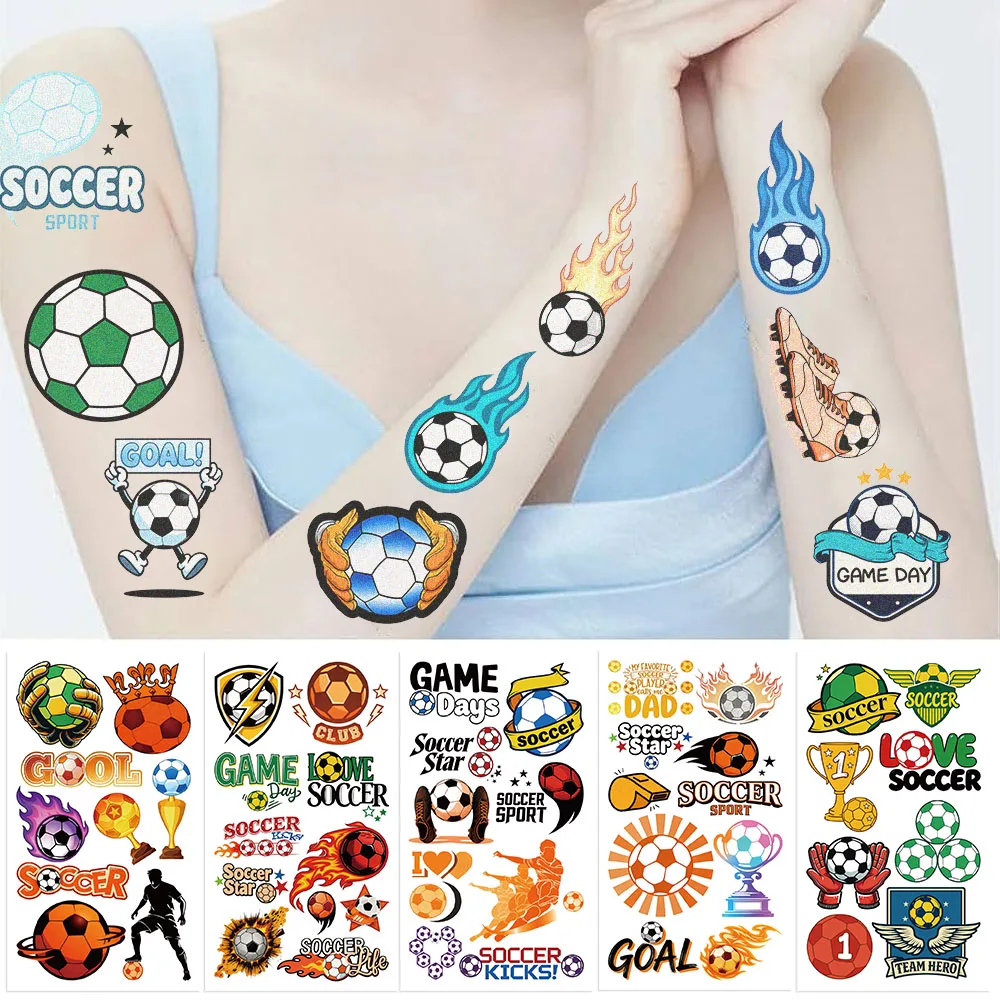 

10Pcs/set Temporary Tattoos for Children Football Soccer Fan Fake Tattoo Waterproof Tattoo Sticker Man Women Football Matches