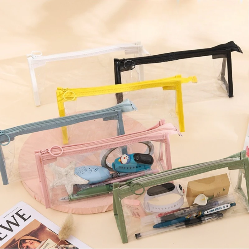 

Gift Pvc Student Kawai Stationery Storage Transparent Lovely Pencil Bag Style Cosmetic Zipper Wholesale Office School Supplies