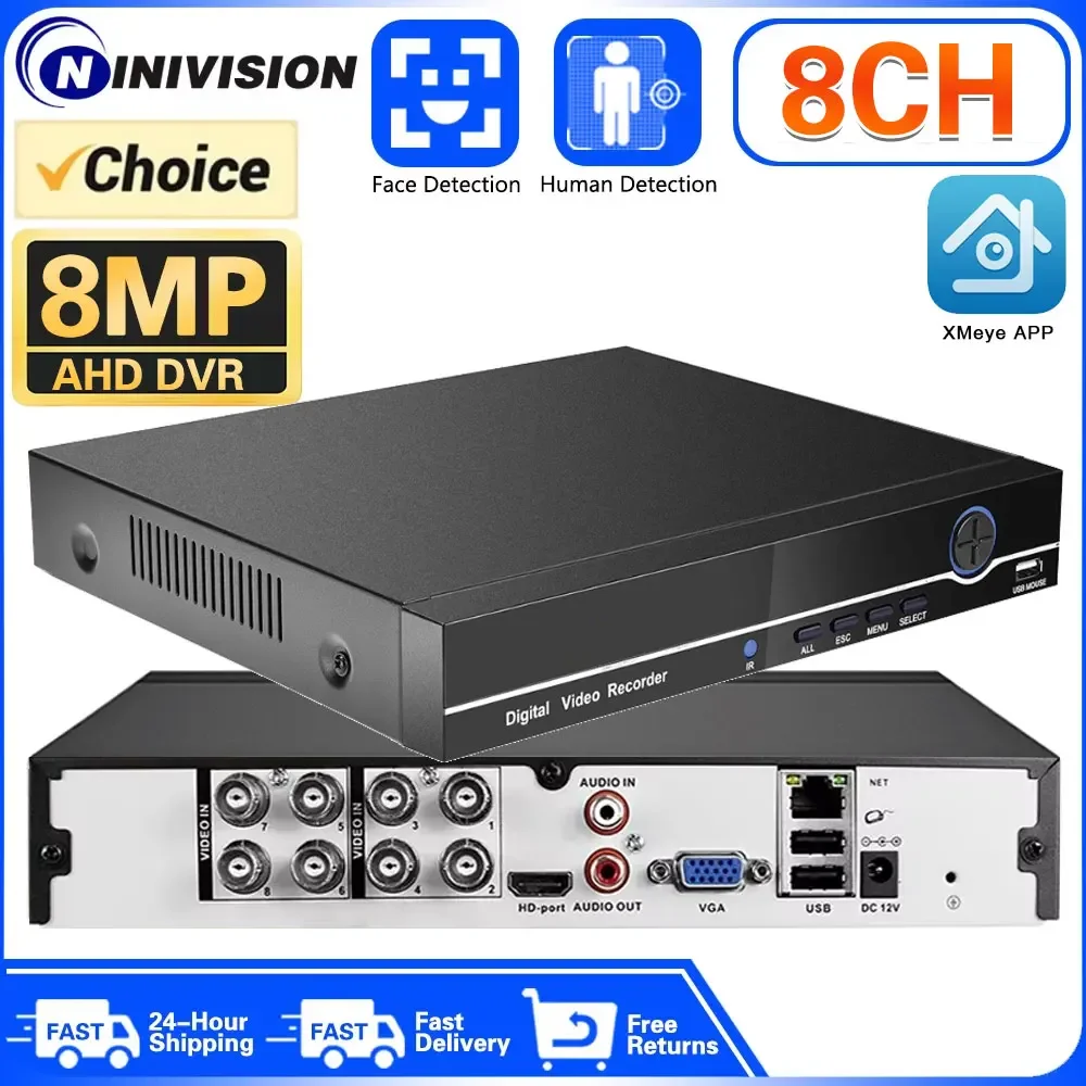 

Digital Video Recorder 8 Channels 5MP Hybrid DVR NVR Xmeye App For CCTV Analog AHD 1080P IP Cameras Surveillance Security