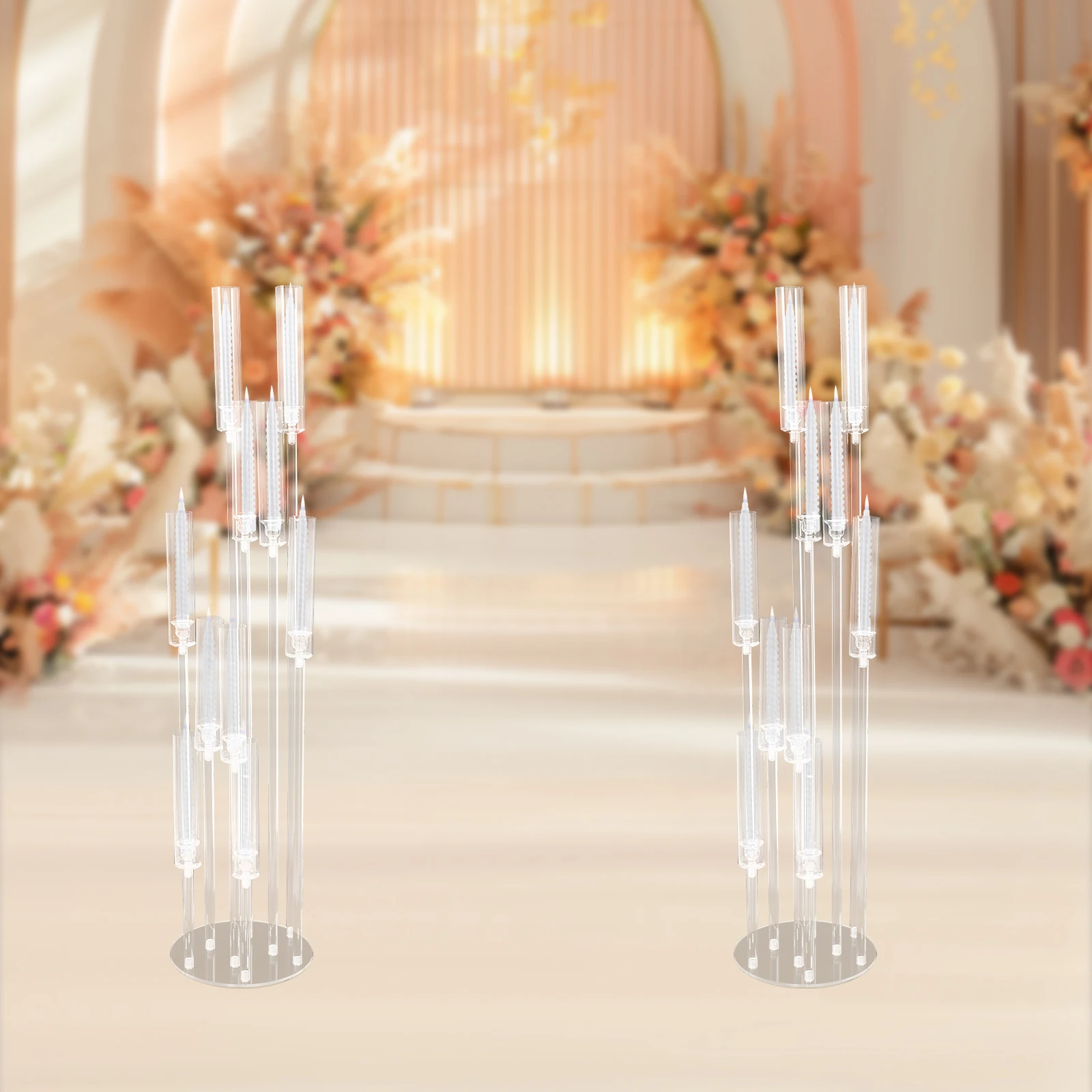 

2PCS Acrylic Candle Holder with 10 Candle Shades Home Decor Candle Stands, Modern Table Centerpiece, Wedding & Party Decoration