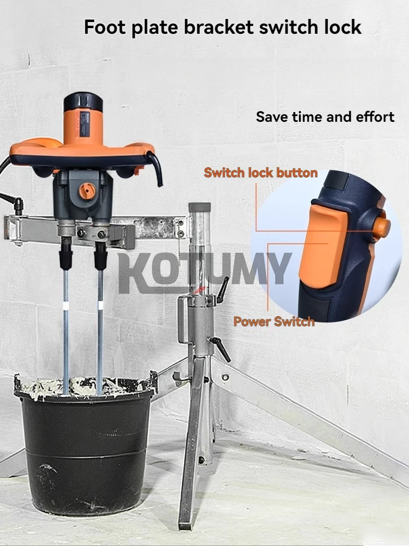 1800W Industrial Cement Mixer Speed Adjustable Handheld Paint Putty Powder Cement Plaster Mortar Coating Mixer