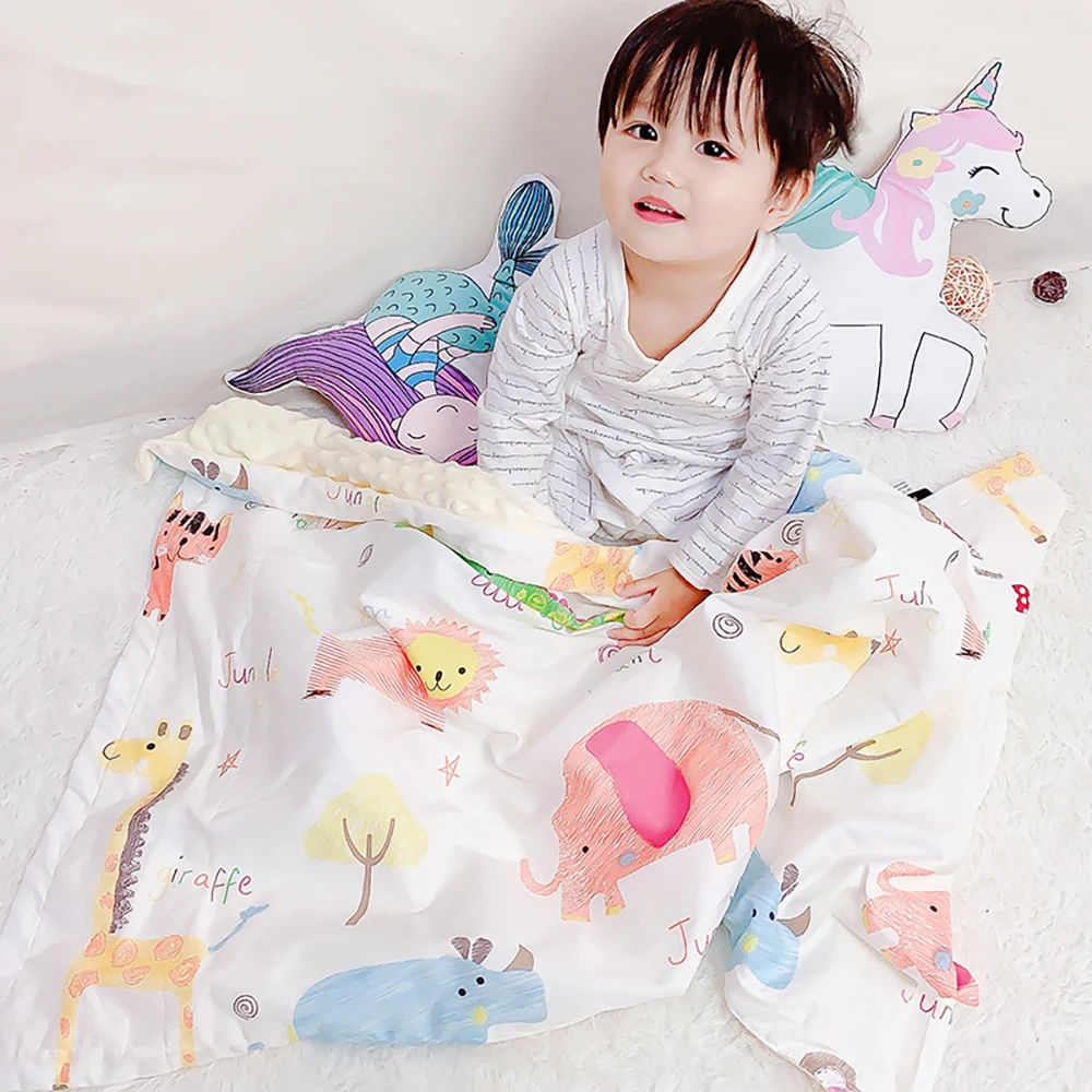150*110 cotton baby blanket for spring and summer; children's quilt, cuddle blanket, stroller cover blanket, baby soother bean b