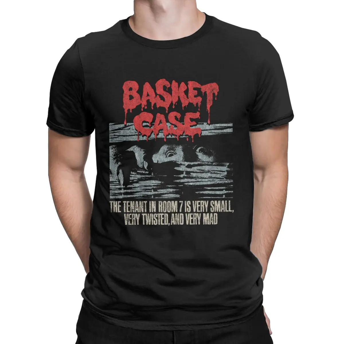 

Scream Horror Movies Basket Case T Shirt for Men 100% Cotton O Neck Tee scary film printed mens Clothing Plus Size S-6XL