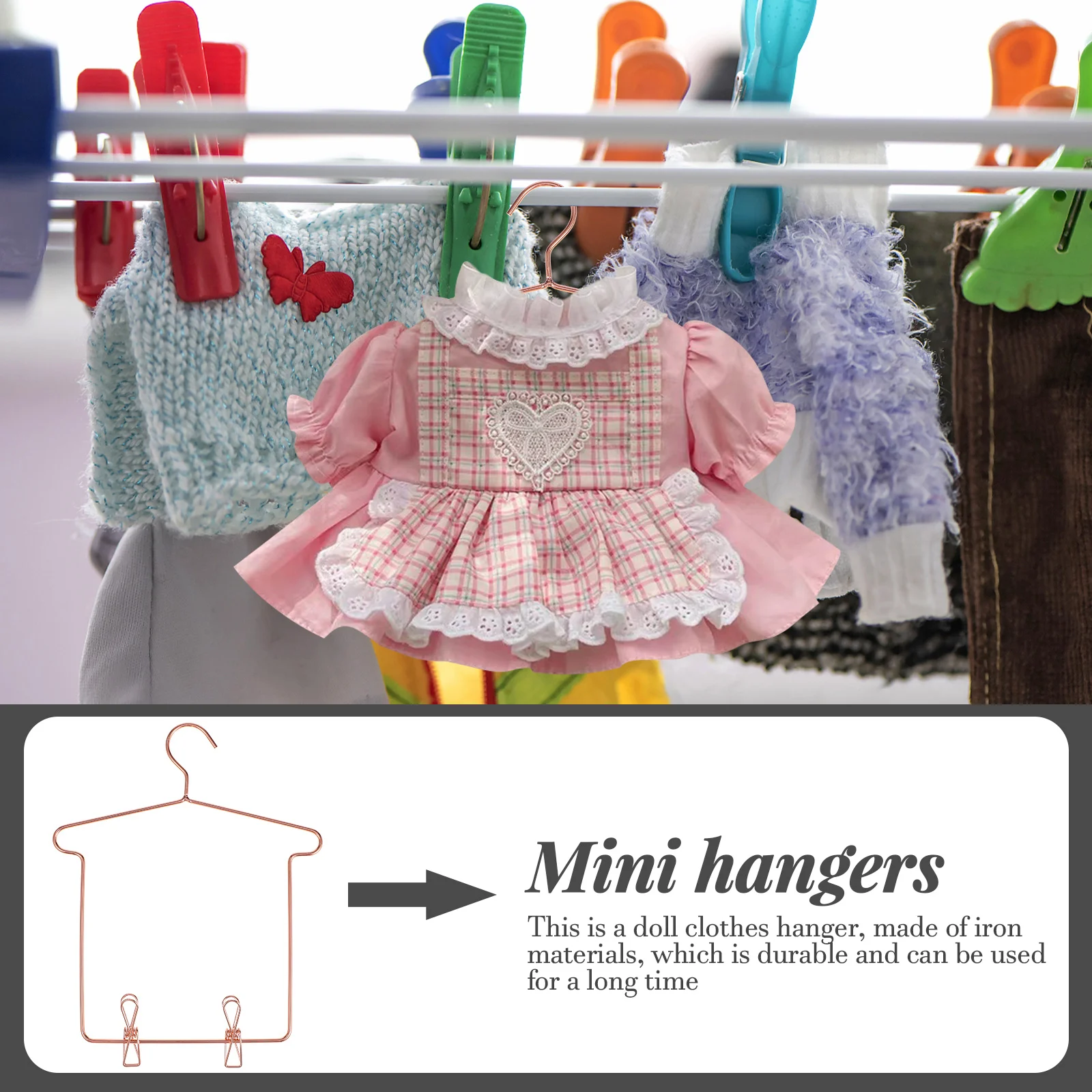 5 conjuntos de cabides de bebê para acessórios de roupas mini ferro 18 Polegada armazenamento de roupas de menina