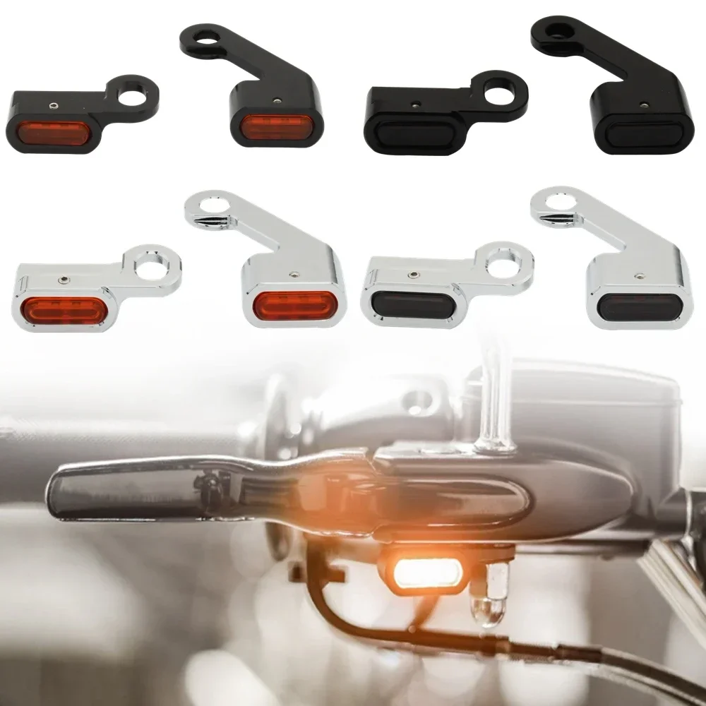 

For Harley Softail Touring Motorcycle Mini LED Turn Signals Indicators Running Blinker Amber Light With E Mark Handle Grip Lamp